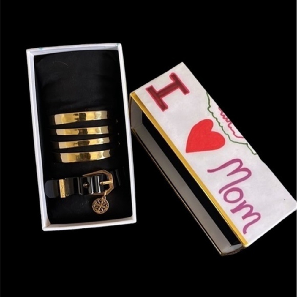 Rustic Cuff bracelet Set - I Love Mom - 2 bracelet set with Mom Box